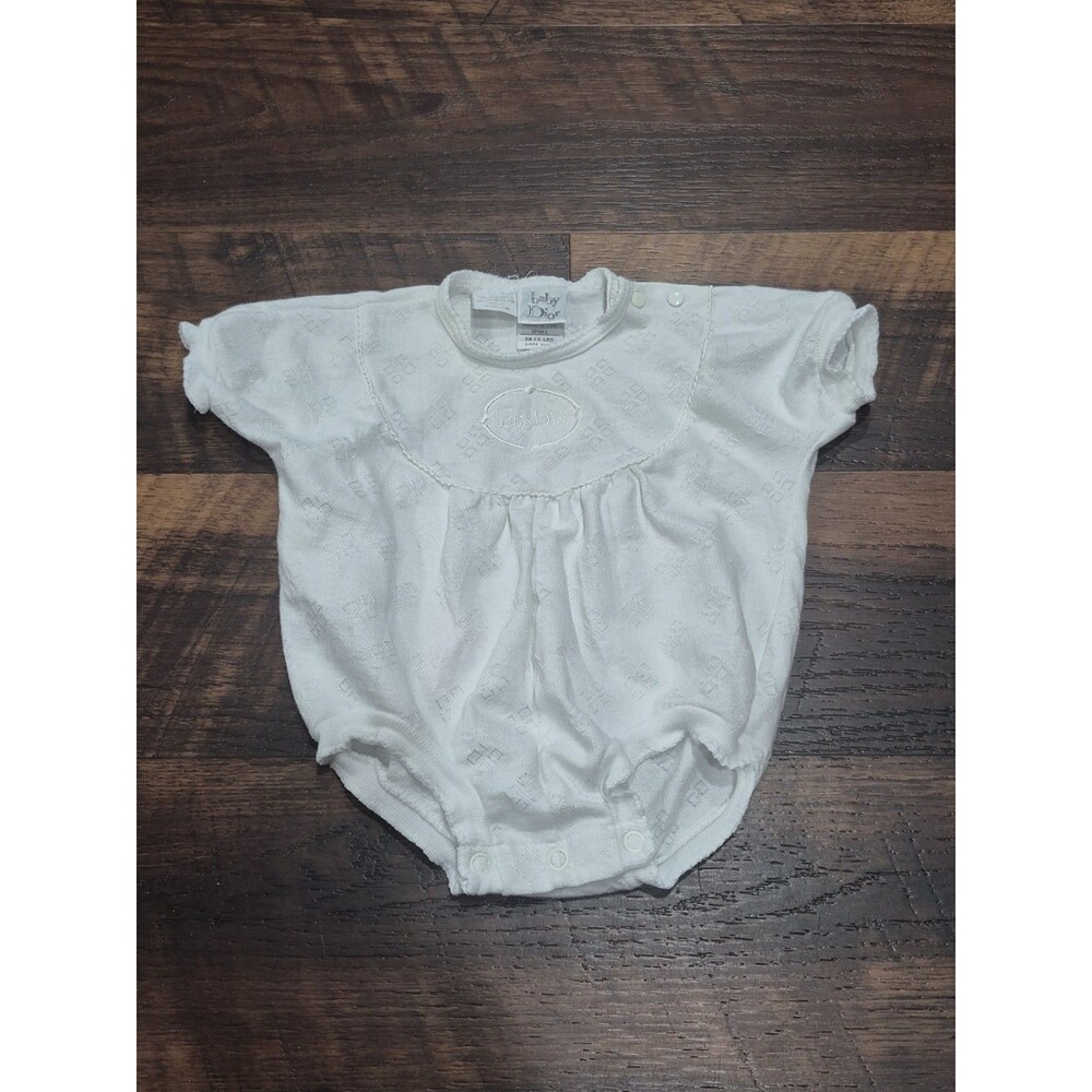 Baby Dior White  Short Sleeve Romper One Piece small Up To 13lbs. Vintage